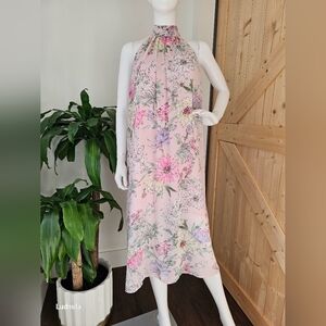 H&M Size 4 Pink Floral Halter‎ Dress. Pit To Pit 16.5 in